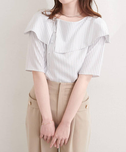 【natural couture】接觸冷感機洗防皺不對稱領上衣