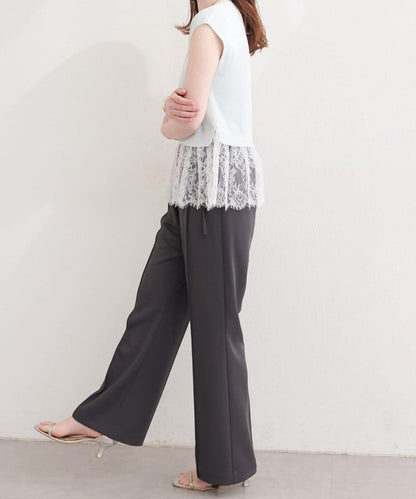 natural couture 蕾絲下襬法式袖針織套頭衫