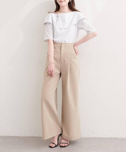 【natural couture】接觸冷感機洗防皺不對稱領上衣