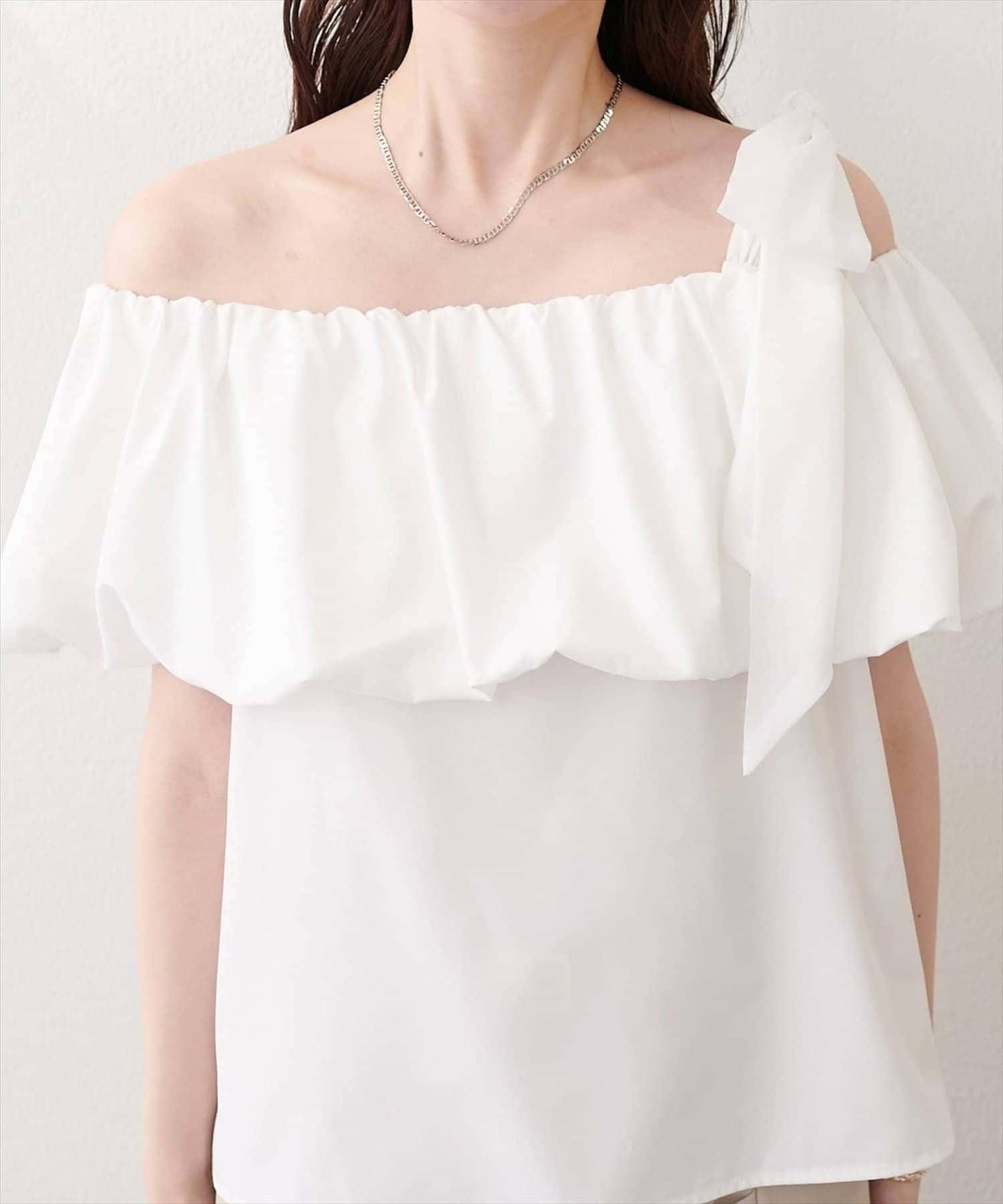 natural couture 多穿法露肩泡泡袖上衣