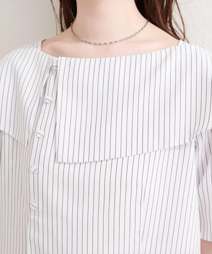 【natural couture】接觸冷感機洗防皺不對稱領上衣