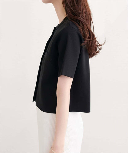 natural couture 珍珠扣短袖針織開衫