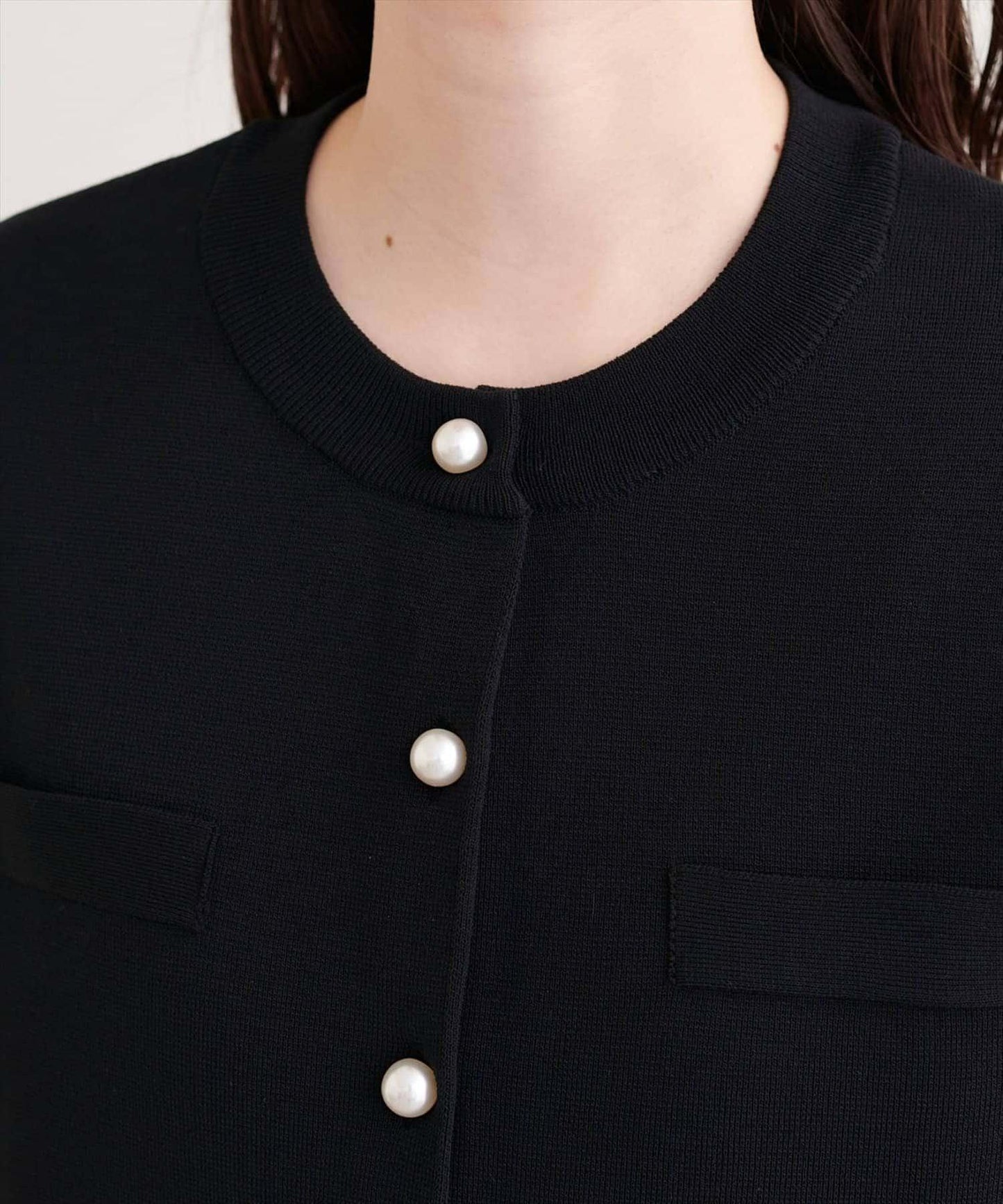 natural couture 珍珠扣短袖針織開衫