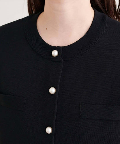 natural couture 珍珠扣短袖針織開衫