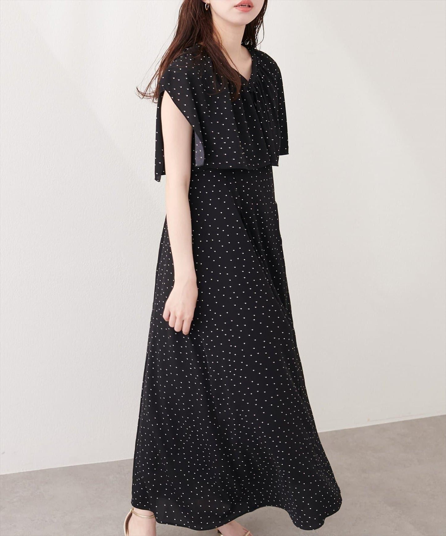 natural couture 荷葉邊領無袖連衣裙