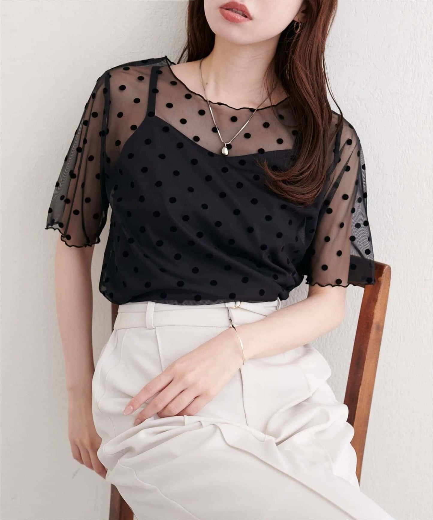 natural couture 植絨波點套頭衫&吊帶衫