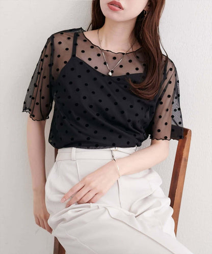 natural couture 植絨波點套頭衫&吊帶衫