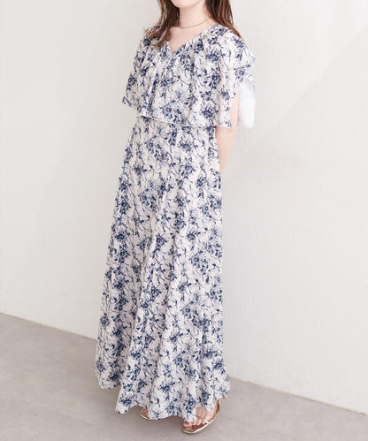 natural couture 荷葉邊領無袖連衣裙