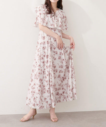 natural couture 荷葉邊領無袖連衣裙