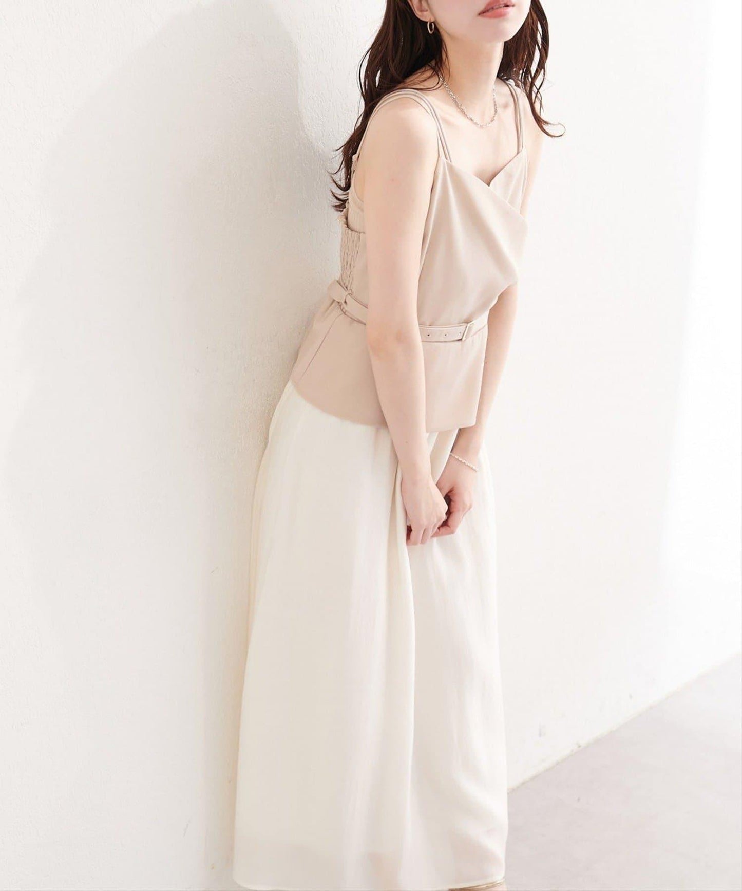 natural couture 裹身拼接吊帶連衣裙