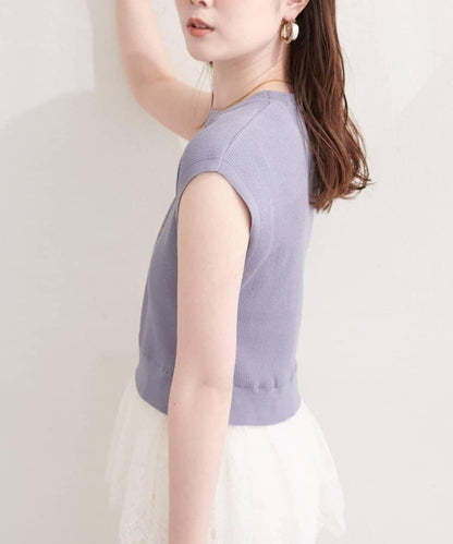 natural couture 蕾絲下襬法式袖針織套頭衫