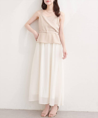 natural couture 裹身拼接吊帶連衣裙