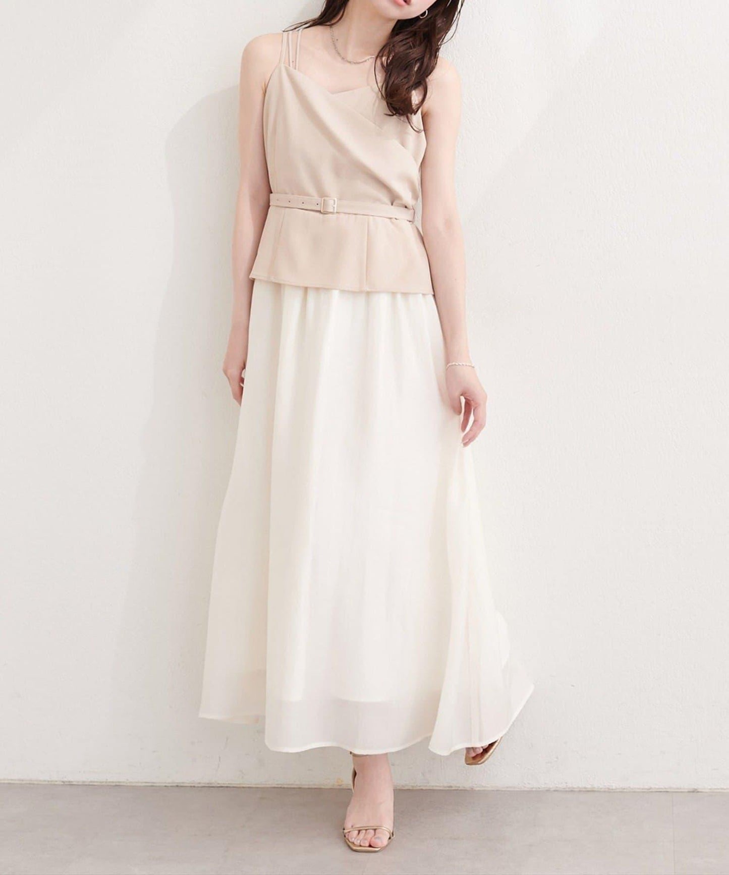 natural couture 裹身拼接吊帶連衣裙