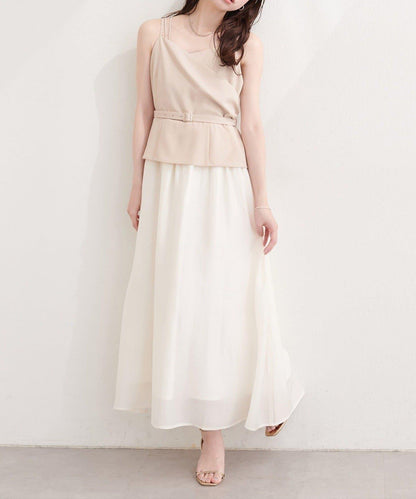 natural couture 裹身拼接吊帶連衣裙