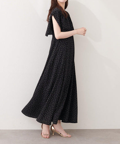 natural couture 荷葉邊領無袖連衣裙