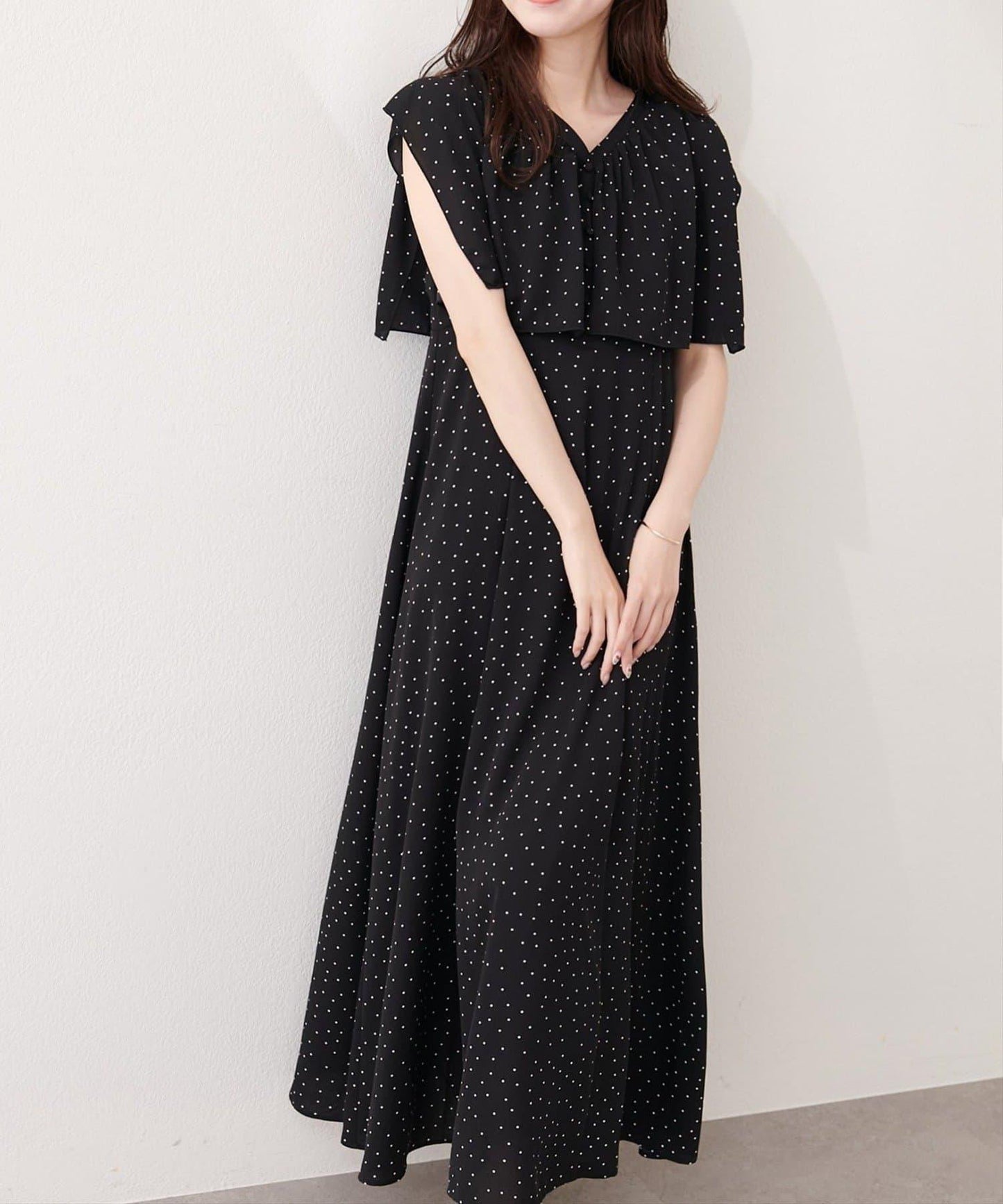 natural couture 荷葉邊領無袖連衣裙