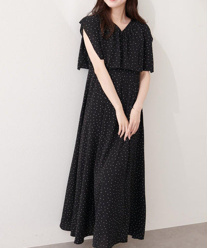 natural couture 荷葉邊領無袖連衣裙