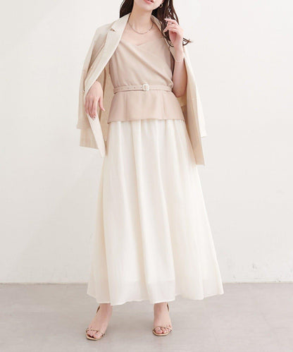 natural couture 裹身拼接吊帶連衣裙