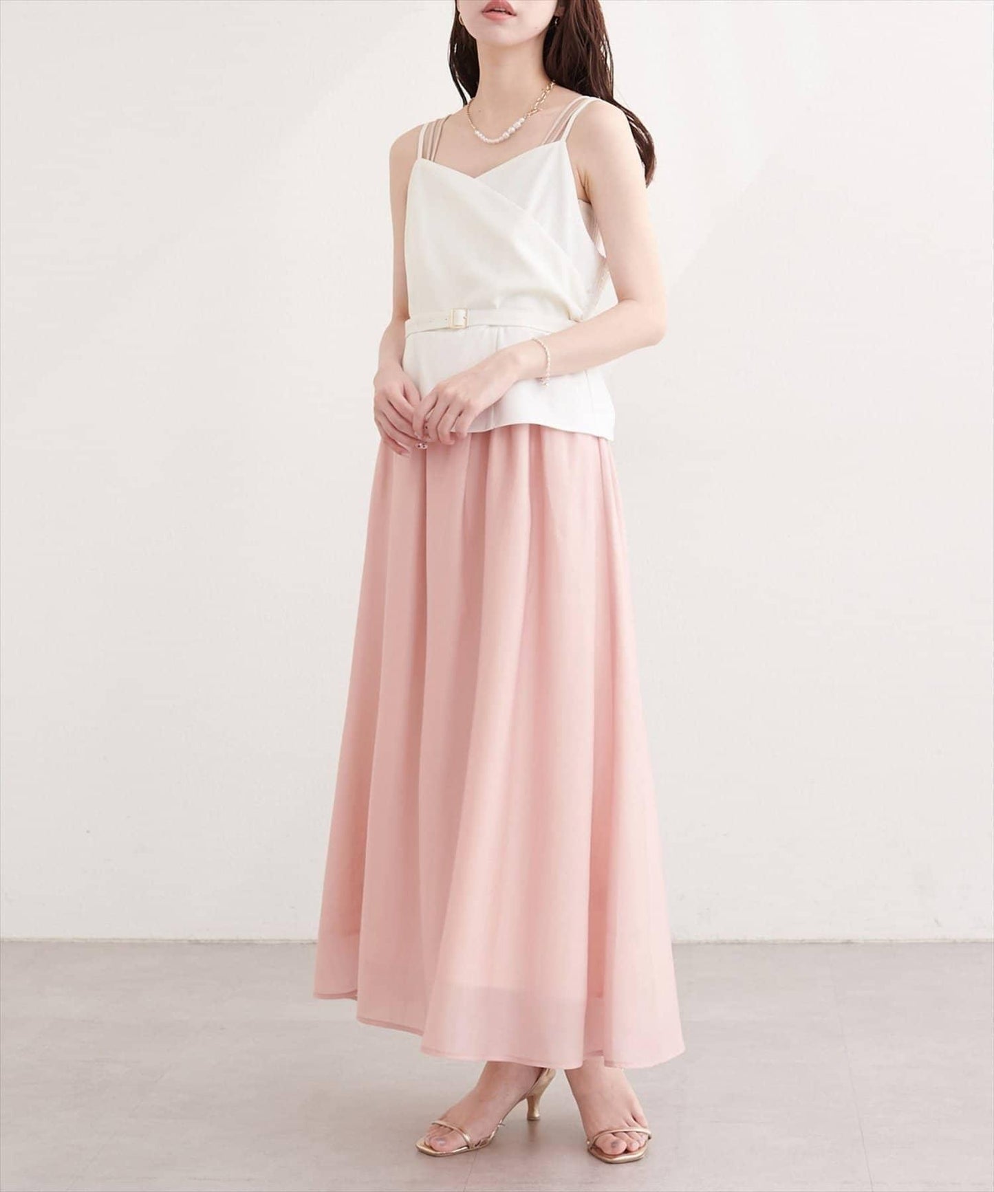 natural couture 裹身拼接吊帶連衣裙