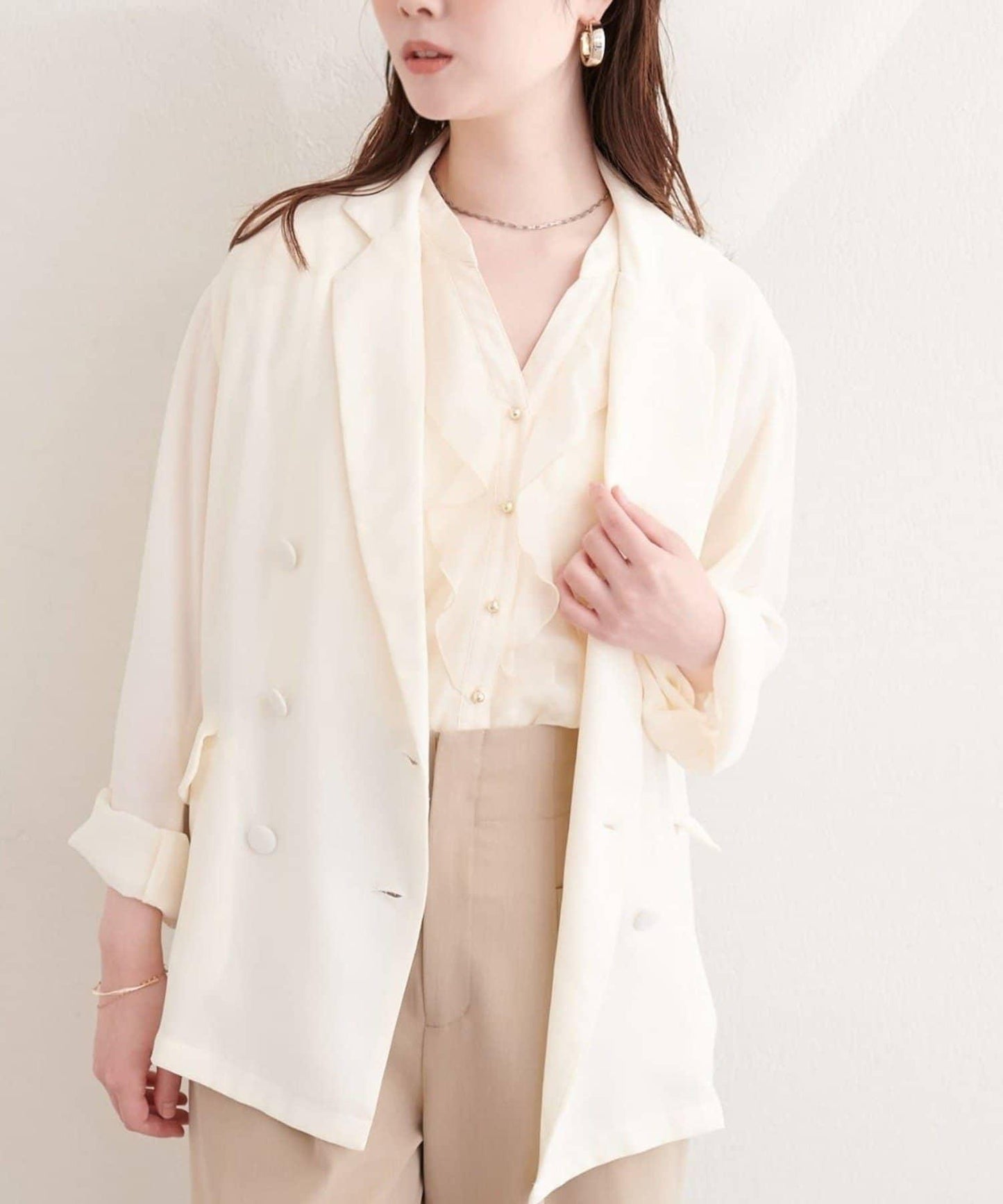 natural couture 附腰帶透視夾克
