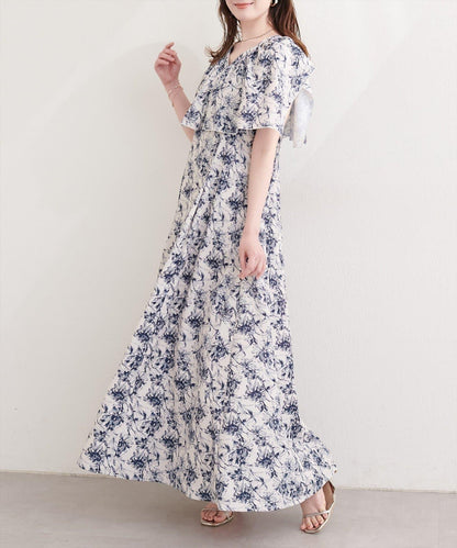 natural couture 荷葉邊領無袖連衣裙