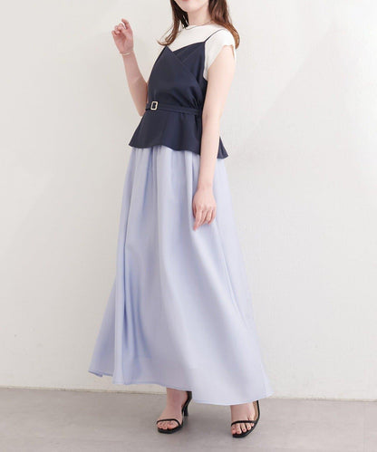 natural couture 裹身拼接吊帶連衣裙