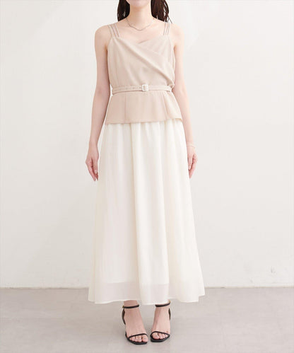 natural couture 裹身拼接吊帶連衣裙