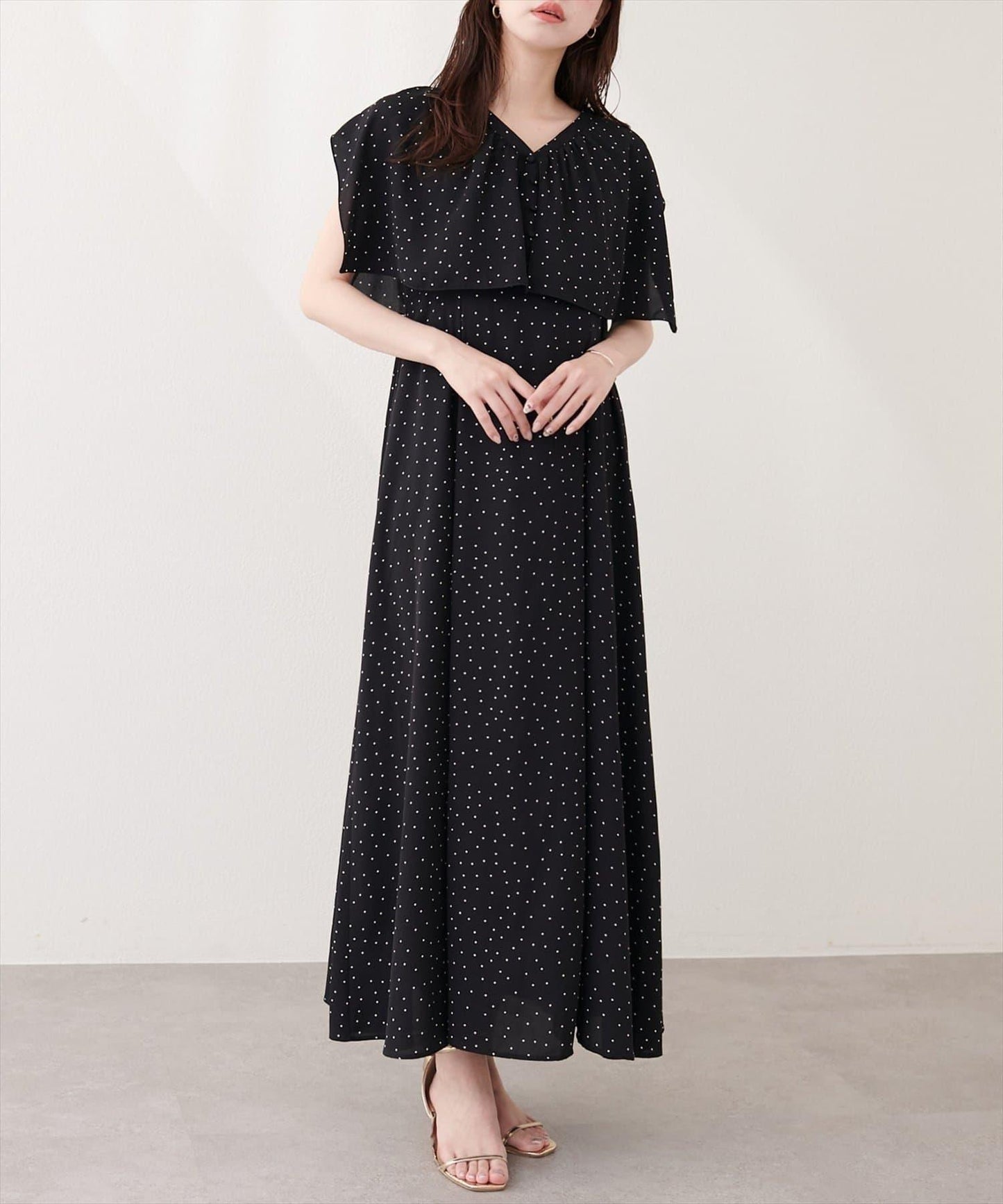 natural couture 荷葉邊領無袖連衣裙