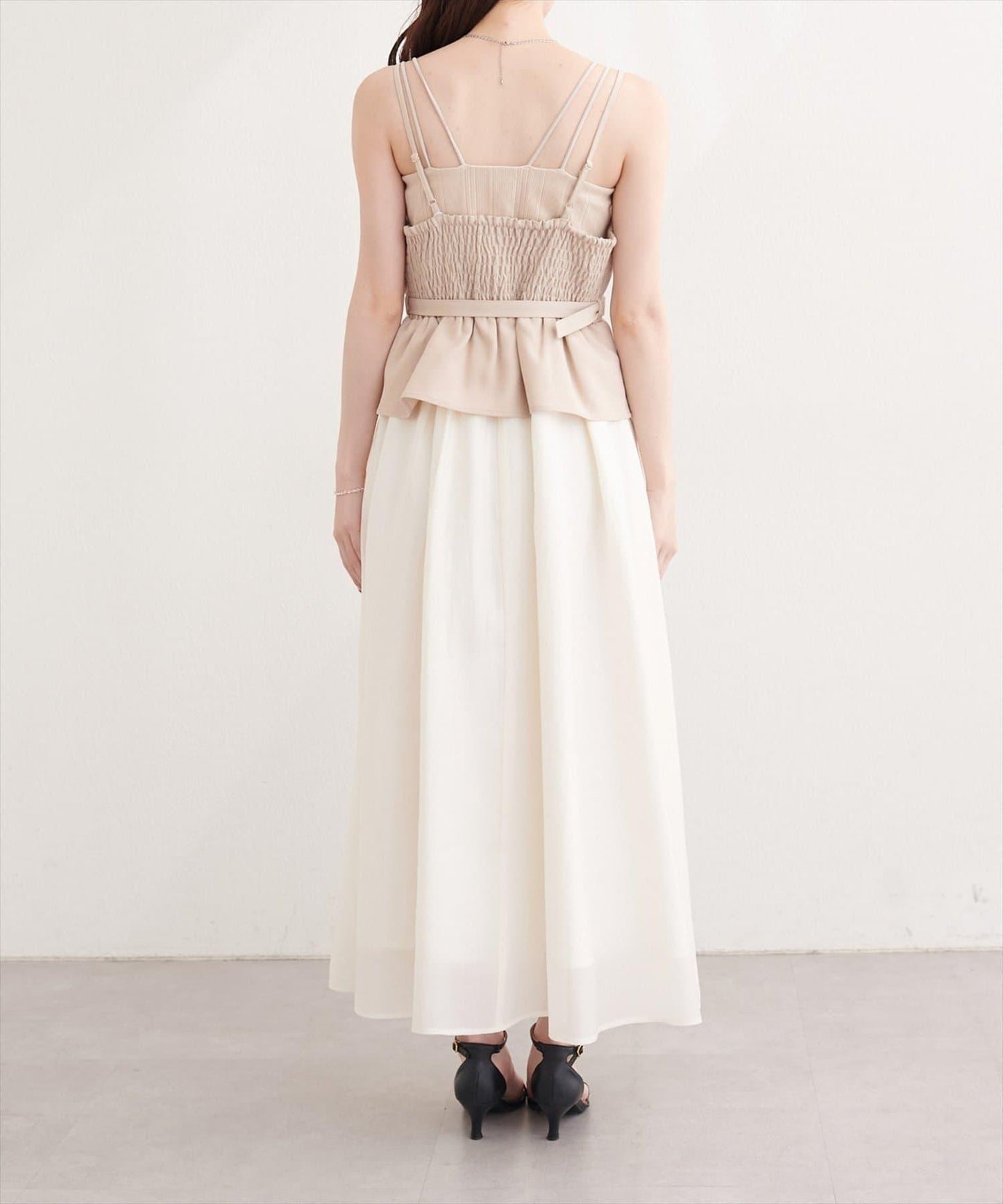 natural couture 裹身拼接吊帶連衣裙