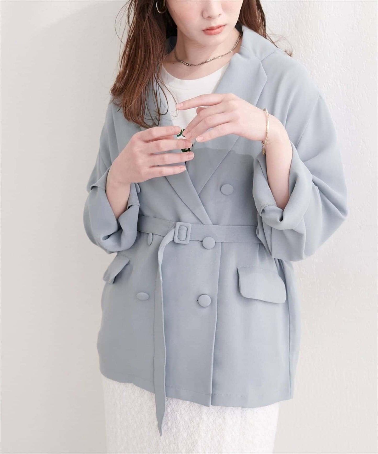 natural couture 附腰帶透視夾克