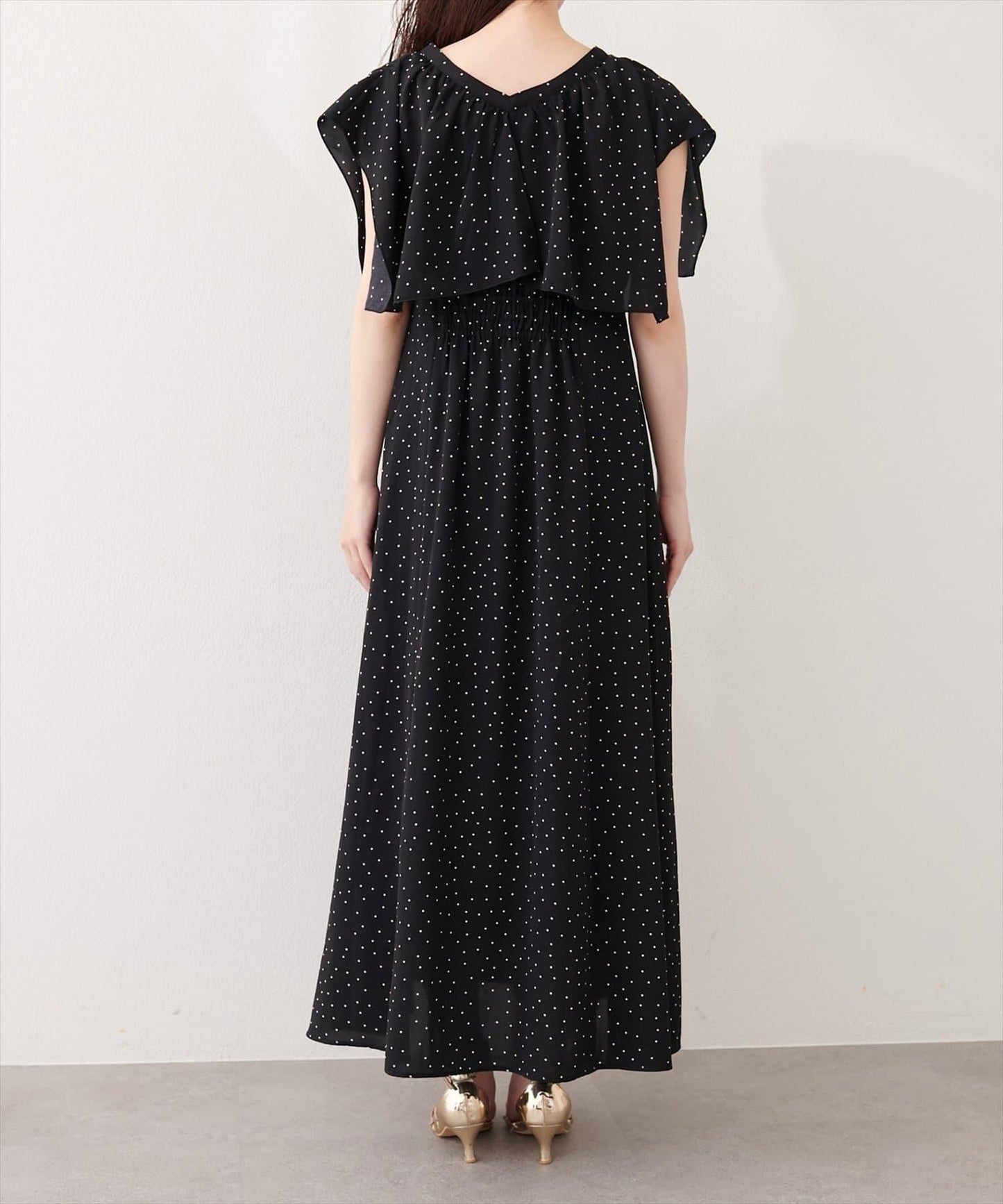 natural couture 荷葉邊領無袖連衣裙