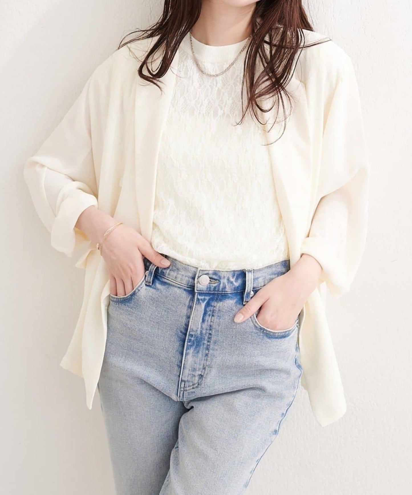 natural couture 附腰帶透視夾克