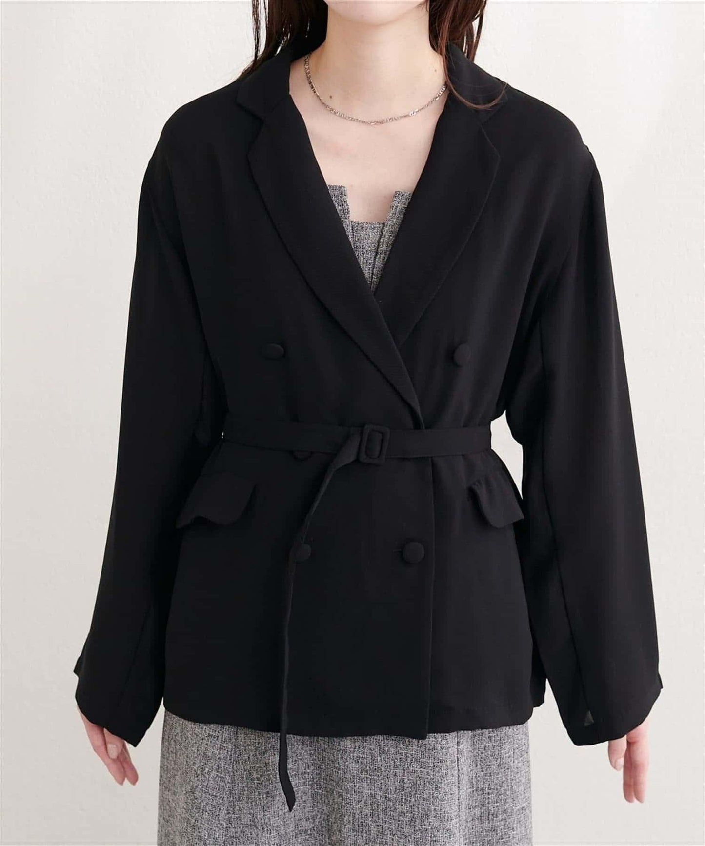 natural couture 附腰帶透視夾克