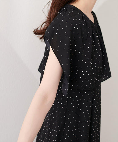 natural couture 荷葉邊領無袖連衣裙
