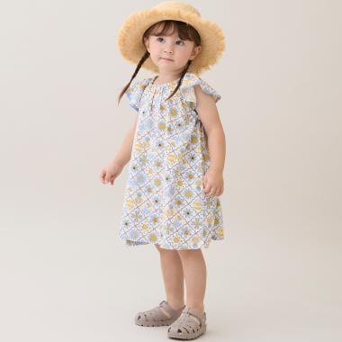 【鏈接】棉人造絲印花短袖連衣裙