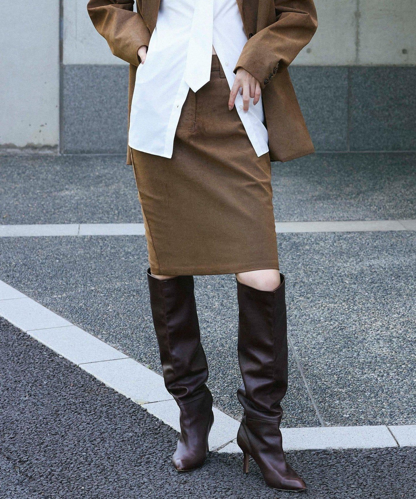 【2026AW Debut】【UNFORM】仿麂皮半身裙