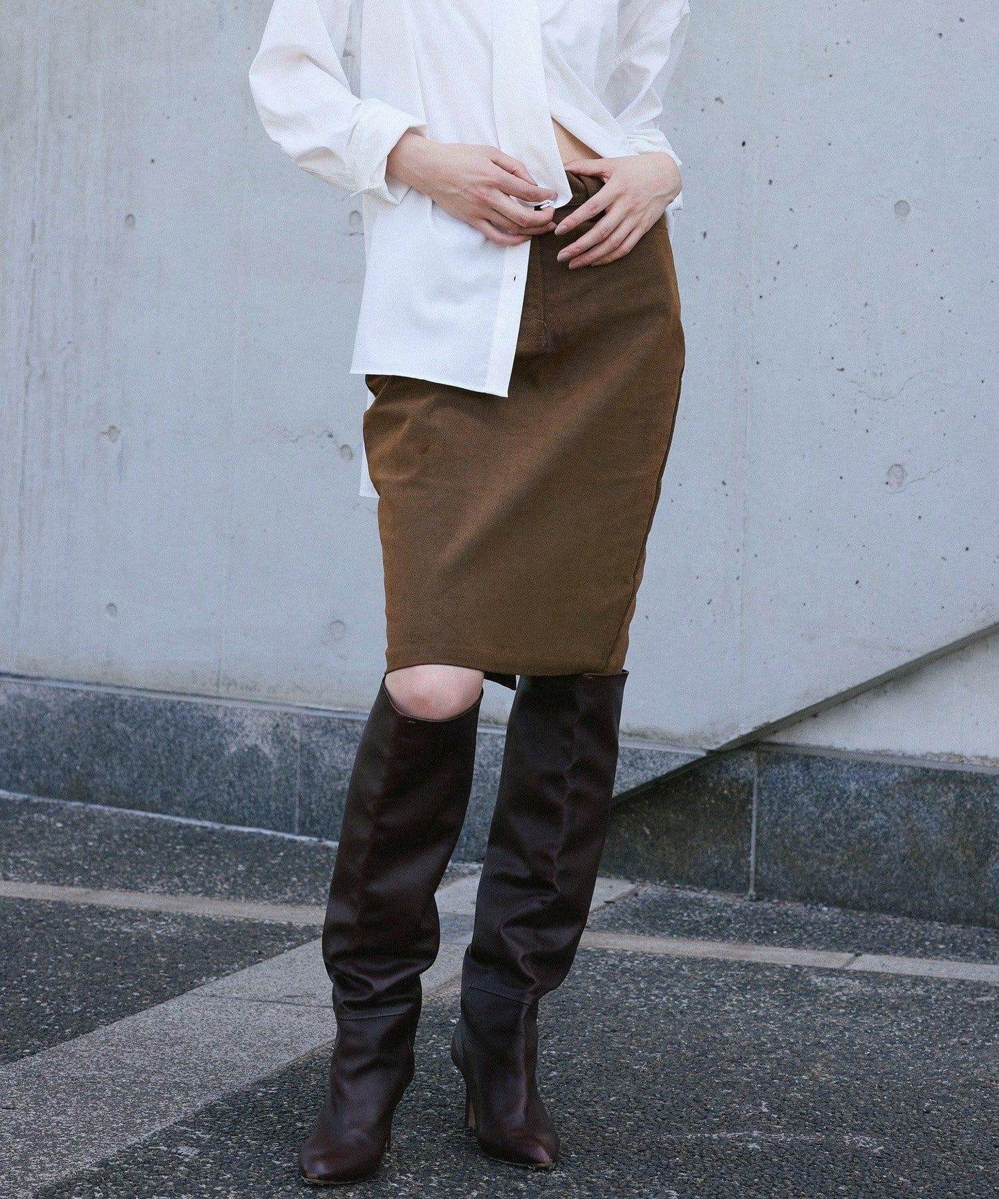 【2026AW Debut】【UNFORM】仿麂皮半身裙