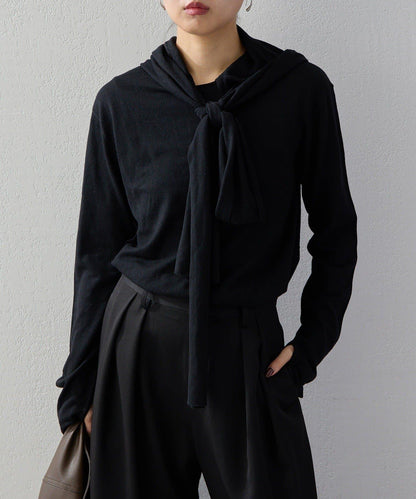 2026AW Debut UNFORM 羊絨混紡連帽蝴蝶結針織衫