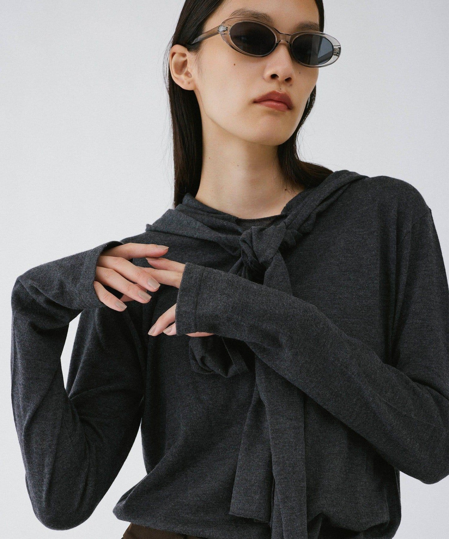 2026AW Debut UNFORM 羊絨混紡連帽蝴蝶結針織衫