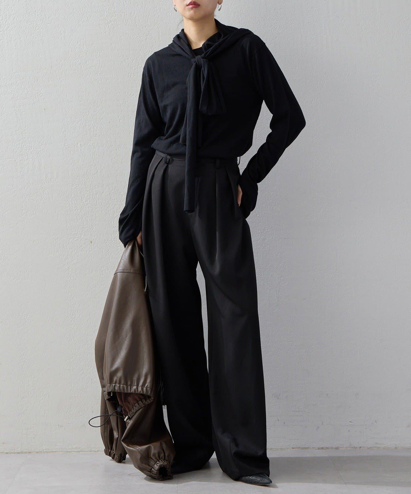 2026AW Debut UNFORM 羊絨混紡連帽蝴蝶結針織衫