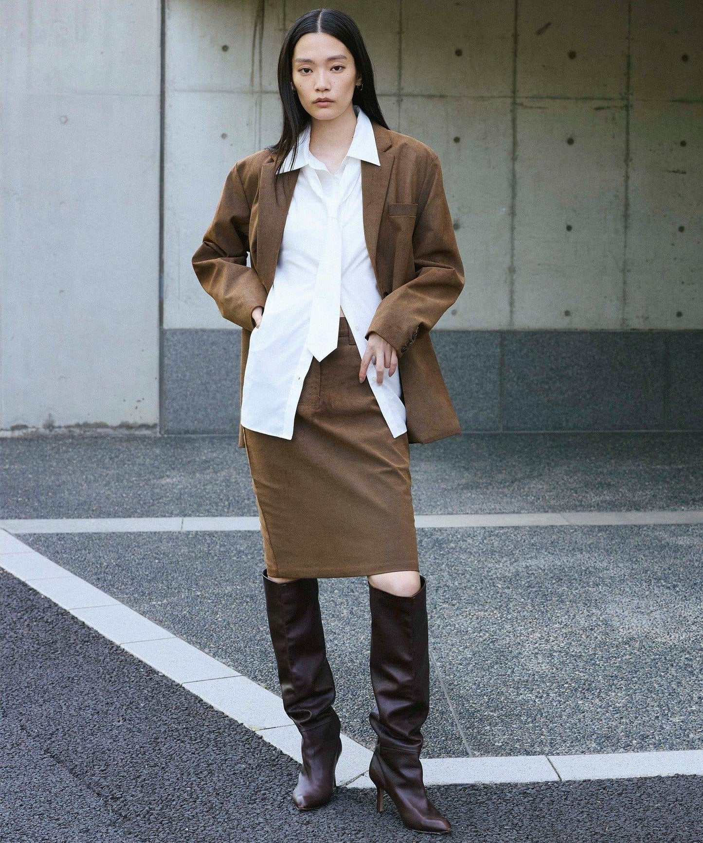 【2026AW Debut】【UNFORM】仿麂皮半身裙