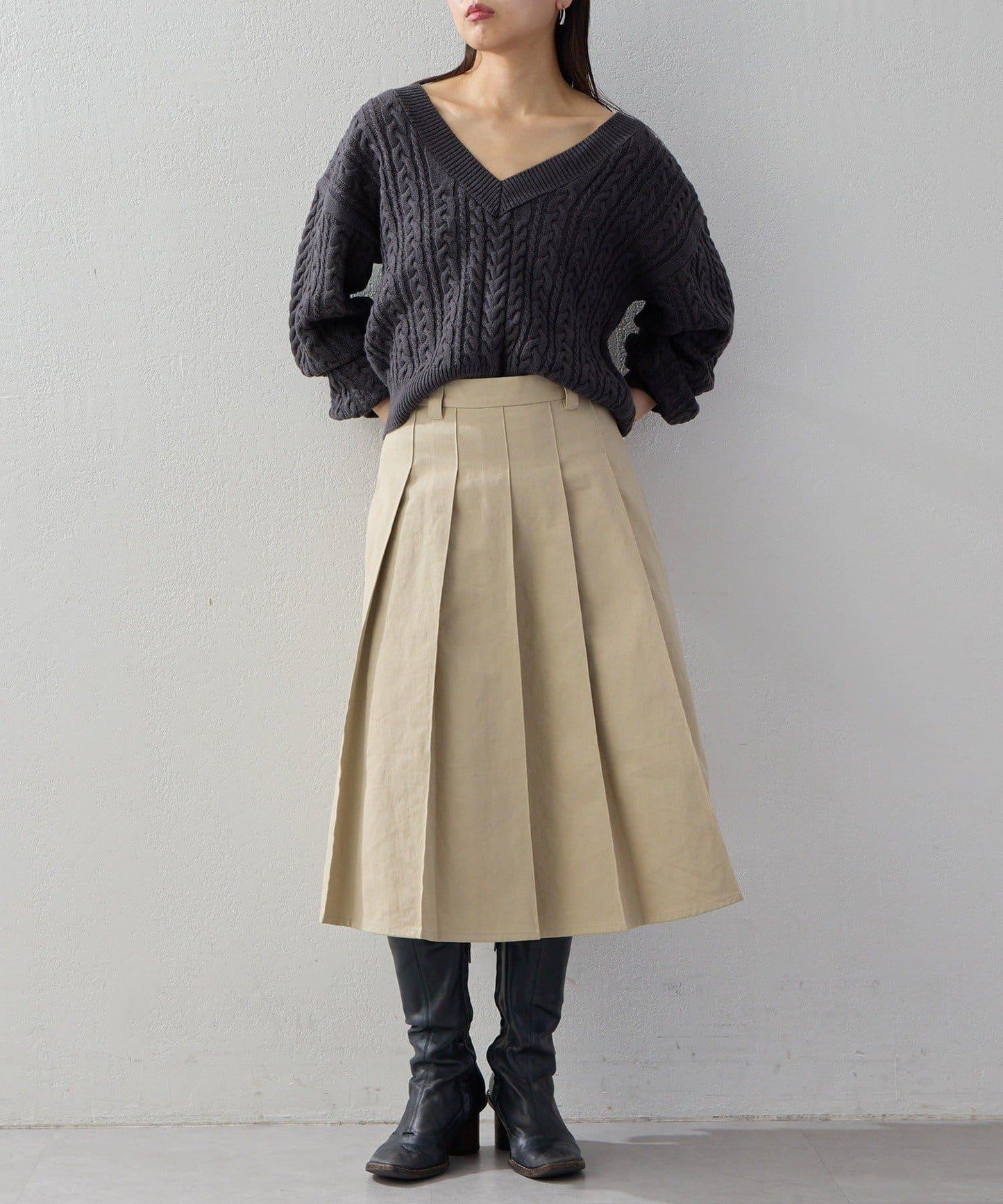 【2026AW Debut】【UNFORM】中長款打褶半身裙