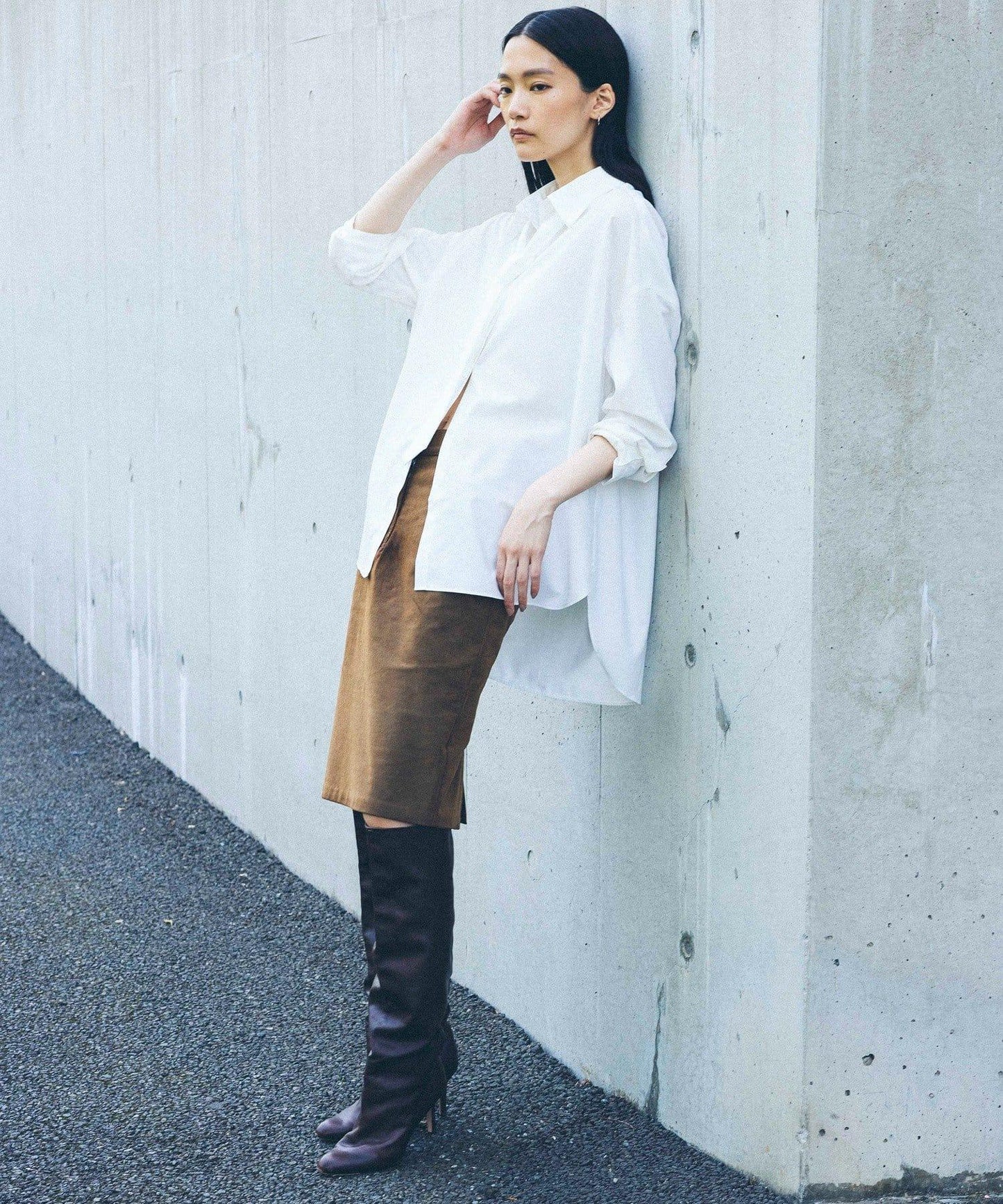 【2026AW Debut】【UNFORM】仿麂皮半身裙