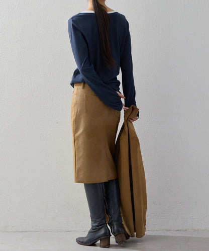 【2026AW Debut】【UNFORM】仿麂皮半身裙
