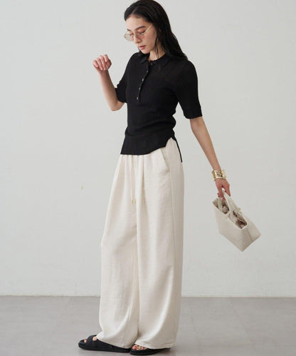 Loungedress 透視羅紋Polo針織衫