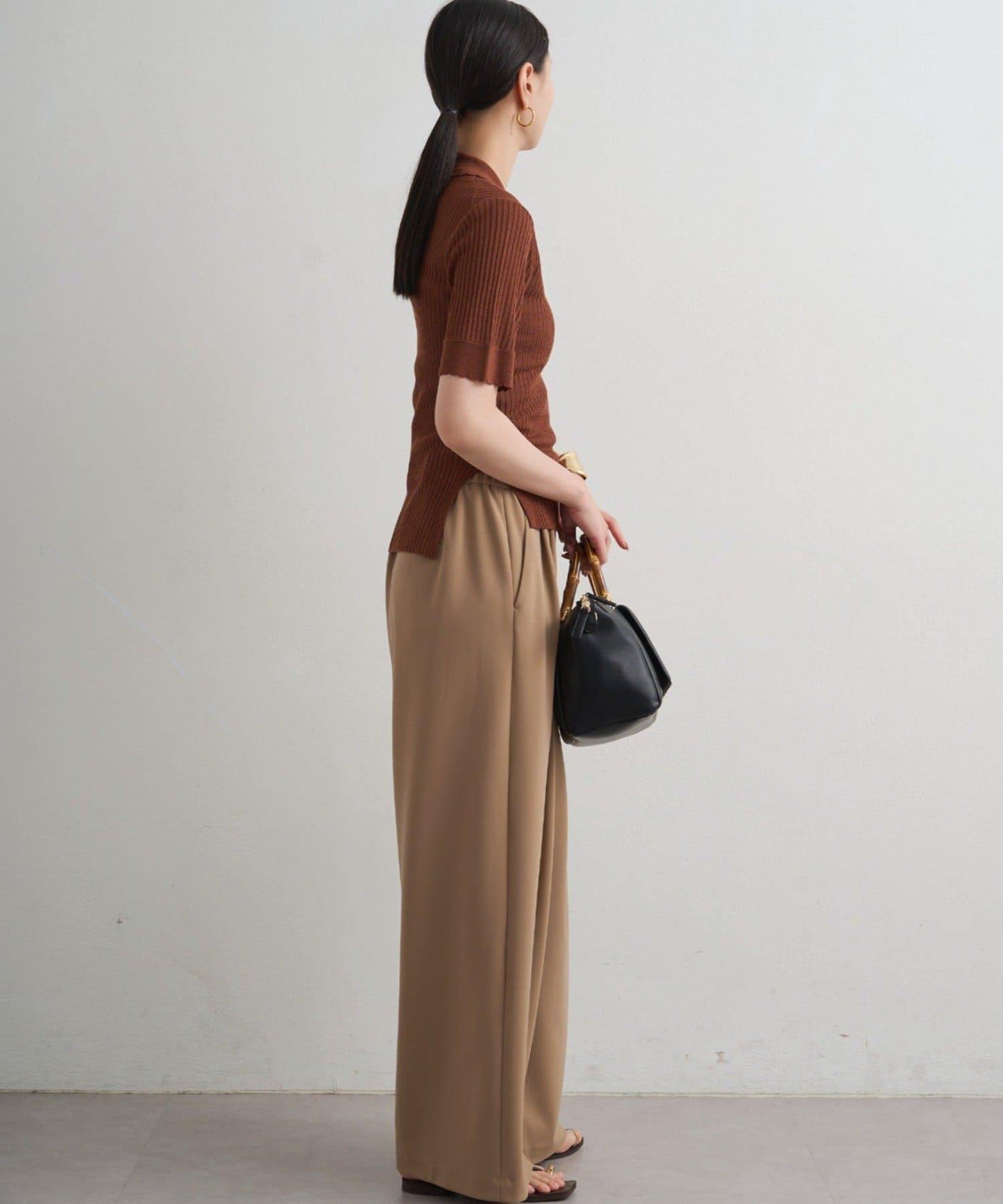 Loungedress 透視羅紋Polo針織衫