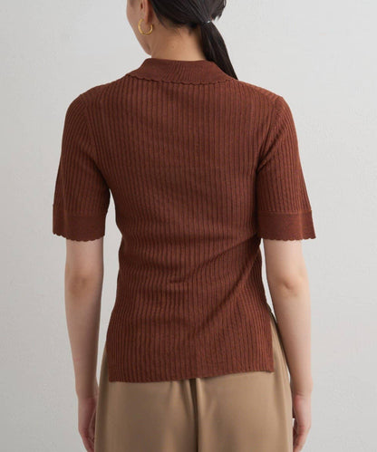 Loungedress 透視羅紋Polo針織衫