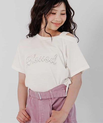 側邊褶皺單肩設計T恤