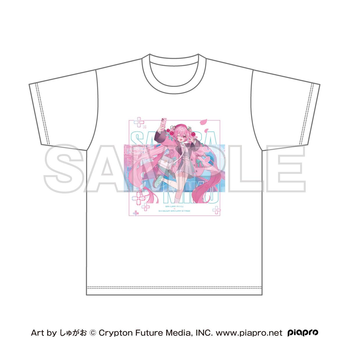 桜ミク×Shibuya Sakura Stage 全綵T恤 Art by しゅがお