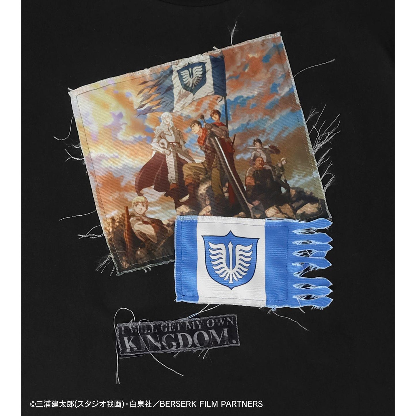 Berserk 黃金時代篇 MEMORIAL EDITION 鷹之團 補丁磨邊T恤 M碼